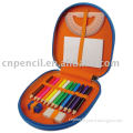 3.5\" 12color pencil. 1pcs sharpener. 1pc eraser.and 1pc ruler.1 pc note book, metal box packing.